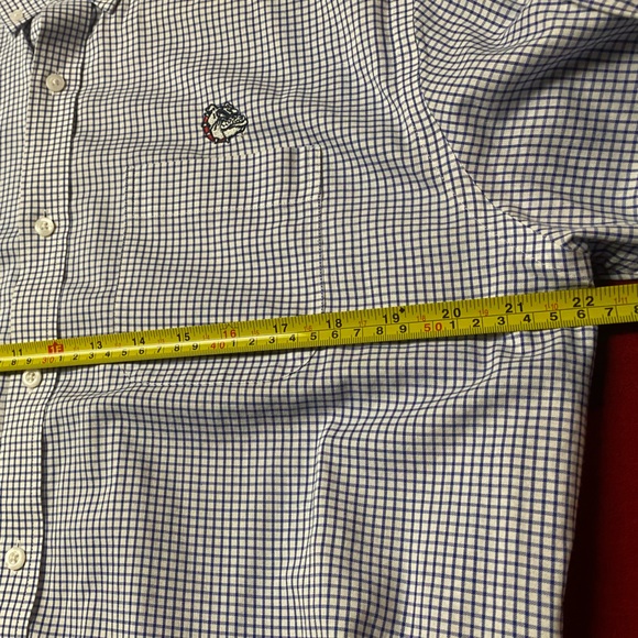 Cutter & Buck Gonzaga Bulldogs Blue Plaid Collar Shirt Long Sleeve Mens Medium - Picture 6 of 7